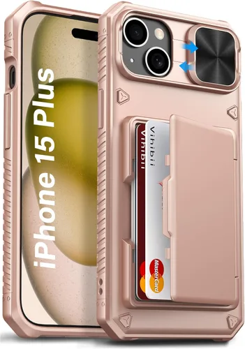 Miniatura 65 de Vihibii Funda para iPhone 13 Pro Max/iPhone 12 Pro Max con tarjetero (4 tarjetas) [bloqueo RFID] y cubierta de cámara deslizante, protección contra