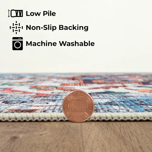 Miniatura 26 de GLN Rugs Traditional Collection - Alfombra de felpilla lavable a máquina, tradicional lavable, antideslizante, alfombra de felpilla de pelo corto