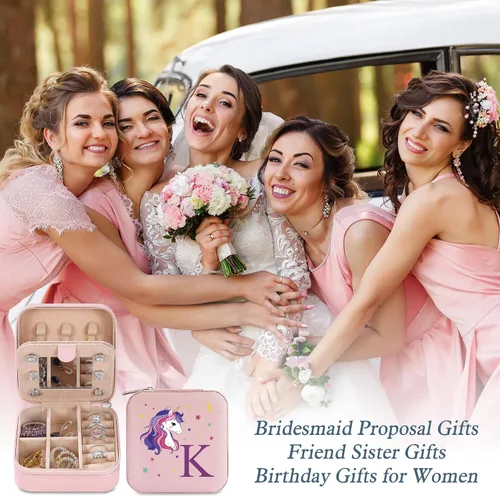 Miniatura 6 de Parima Organizador de joyas de viaje de unicornio Joyero pequeño personalizado para mujer, 4, 5, 6, 7, 8, 9, 10, 11, 12, 13, 14, 15, 16 años, niña