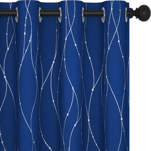 Deconovo Cortinas blackout con ojales para dormitorio de bebés, 72 pulgadas de largo, para oscurecimiento de habitación, patrón de líneas onduladas