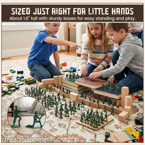 Miniatura 4 de LovesTown 200 soldados de juguete del ejército para hombres, juguetes militares clásicos para niños de más de 3 años, proyectos escolares, dioramas