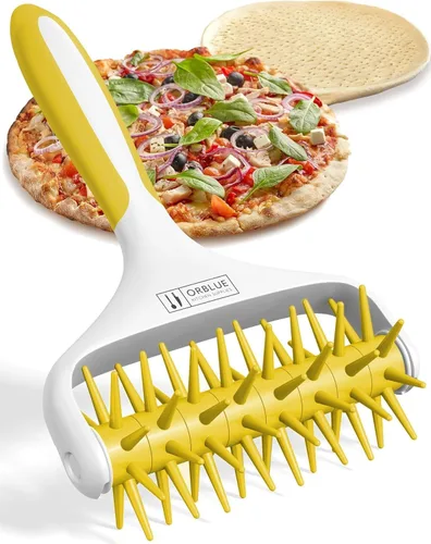 Miniatura 10 de Orblue Soporte para masa de pizza, rodillo para masa con espinas, herramienta de acoplamiento de pizza para cocina doméstica y comercial - Gris