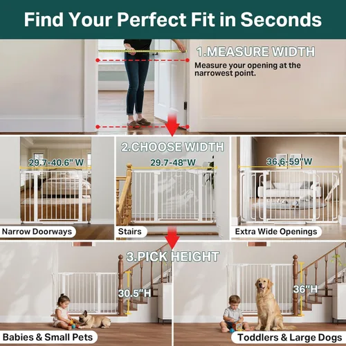 Miniatura 3 de Cumbor Puerta para Bebés de 29.7-48" para Escaleras, Ganadora del Premio Mom's Choice Awards - Puertas para Perros para Entradas, Puerta de Blanco