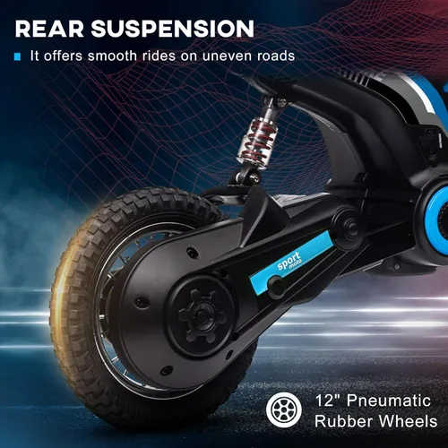 Miniatura 8 de Aosom Bicicleta Eléctrica de Tierra con Acelerador de Puño Giratorio, 24V 350W Motocicleta Eléctrica Todoterreno, Hasta 15 MPH con Freno, Bocina Azul