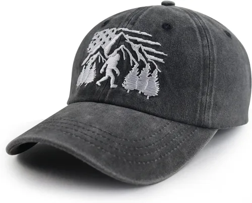 Miniatura 2 de Bigfoot Sombreros para hombres y mujeres, divertido gorro de béisbol ajustable de algodón lavado bordado salvaje pie grande Sasquatch