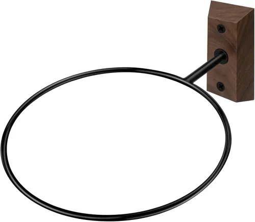 Miniatura 22 de Soporte de pared para baloncesto VIVTOB, soporte de pared para pelota de 7 pulgadas con base de madera maciza de nogal negro y anillo de metal