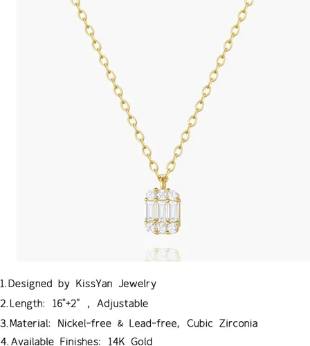 Miniatura 5 de KissYan Collares de diamantes para mujer, delicados, chapados en oro de 14 quilates, con circonita cúbica en capas, collar de cadena simple