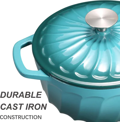 Miniatura 3 de Horno holandés de hierro fundido esmaltado con tapa, olla de horno holandés de hierro fundido de 3 cuartos de galón, olla de hierro fundido