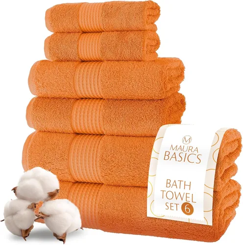 Miniatura 20 de MAURA Basics - Toallas de baño de 100 % algodón turco con bucles de gancho. Juego de toallas de felpa absorbentes de lujo extra grandes para baño