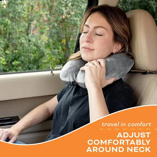Miniatura 2 de Almohada de viaje para el cuello lavable, cómoda espuma viscoelástica, accesorios de viaje en avión, esenciales para el cuello plano, almohada