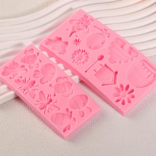 Miniatura 4 de 2 moldes para fondant de abejorro, molde de silicona de panal de abeja, molde de decoración para hornear chocolate con girasol, para decoración
