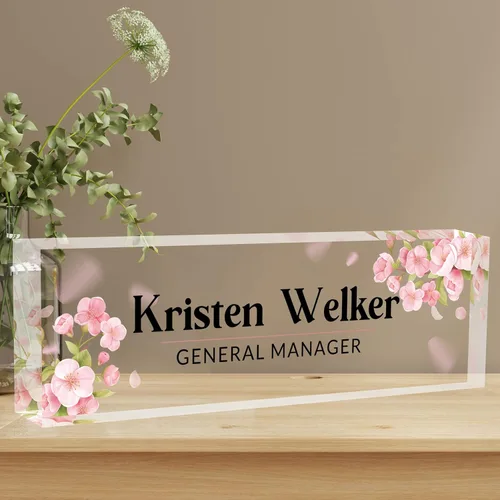 Miniatura 21 de Placa de nombre de escritorio personalizada, placas de identificación de vidrio acrílico personalizadas para escritorios, placa de identificación
