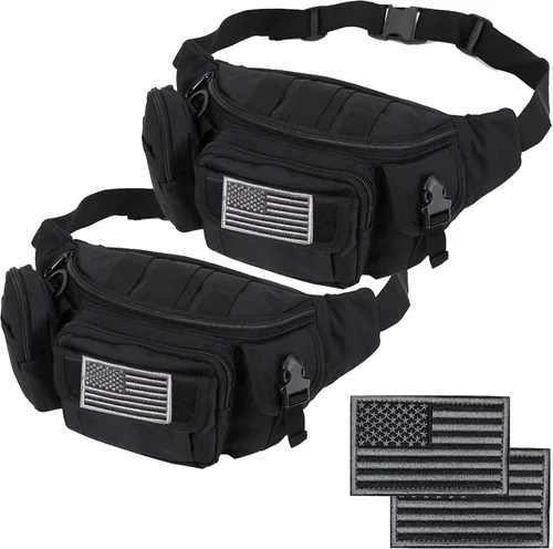Miniatura 11 de Riñoneras tácticas, bolsa militar para la cintura, bolsas de cinturón de cadera para senderismo, escalada, pesca, ciclismo, caza con parche