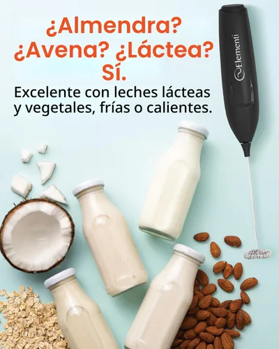 Miniatura 5 de Elementi Potente Varita Espumadora – Espumador de Leche Ligero y Mezclador de Bebidas Manual, Batidor Matcha para Lattes de Ensueño, Potente Varita