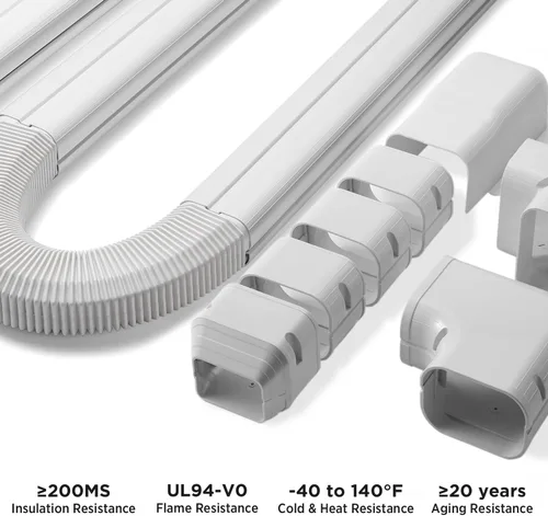 Miniatura 2 de TURBRO 4" W × 14' L Línea decorativa PVC Kit de cubierta para mini split y aire acondicionado central, sistemas de bombas de calor de CA