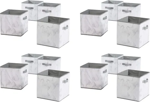 Miniatura 6 de Urban Shop - Cubitos de almacenamiento de mármol, juego de 4 unidades, color gris y blanco