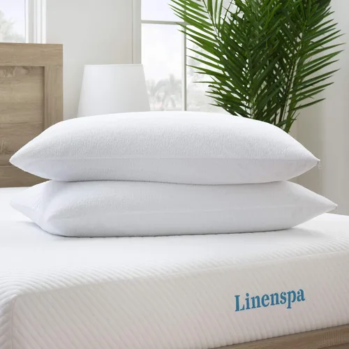Miniatura 6 de Linenspa - Protector de almohada impermeable y suave de alta calidad, sin vinilo, estándar, color blanco