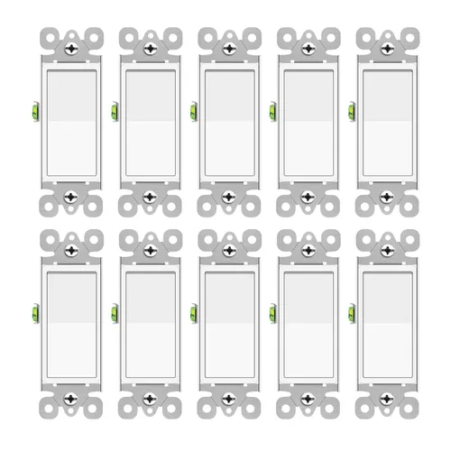 Miniatura 17 de Greencycle Interruptor de luz basculante de un solo polo, interruptor de luz de paleta de 15 amperios, interruptores Sp blancos, 120V-277V CA