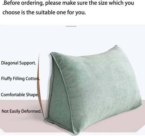 Miniatura 5 de Almohada para cabecero, almohada de cuña para lectura y reposo en cama, color verde claro, para respaldo triangular, soporte para lectura, espalda