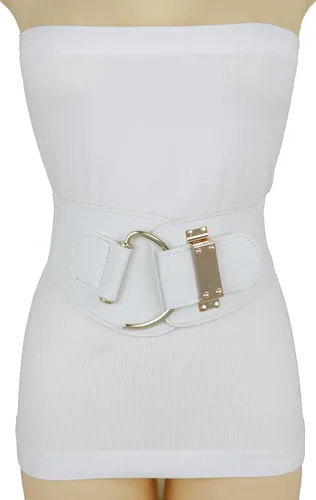 Miniatura 89 de TFJ - Cinturón ancho de moda para mujer, cintura alta, hebilla de gancho de metal dorado, talla XS, S, M, L, XL