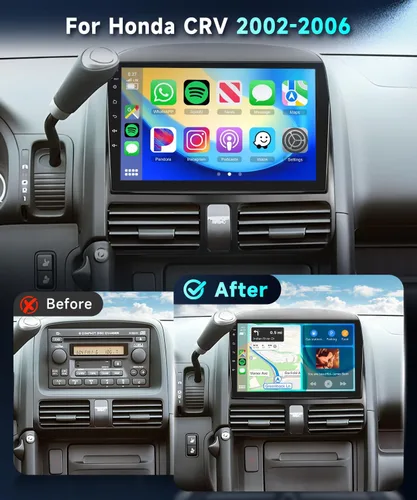 Miniatura 2 de Radio de coche Android 15 para Honda CRV 2002-2006 estéreo de coche con Carplay inalámbrico Android Auto podofo 9 pulgadas 1080P 2.5D pantalla