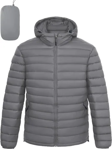 Miniatura 12 de Chaqueta acolchada ligera y plegable para hombre, con capucha, aislada, resistente al agua, para esquí, senderismo, viajes