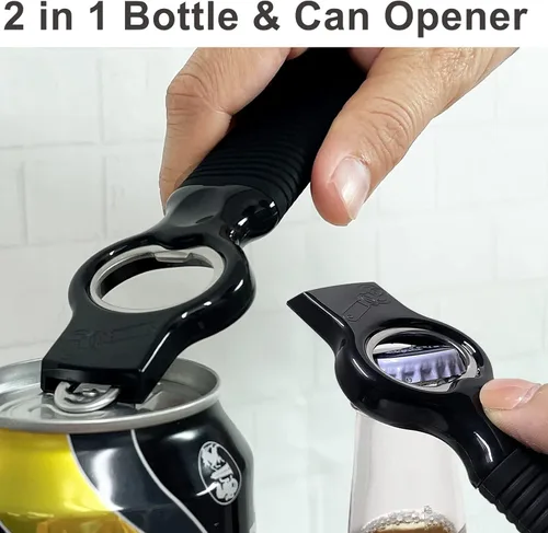 Miniatura 2 de Paquete de 2 abridores de latas de soda y abrebotellas de cerveza con mango de silicona de buen agarre, abridor de pestañas para uñas largas