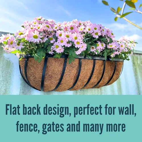 Miniatura 6 de LaLaGreen - Cajas de plantador para barandillas de terraza (61 cm, paquete de 6) Macetas de pared de metal para plantas al aire libre, color negro