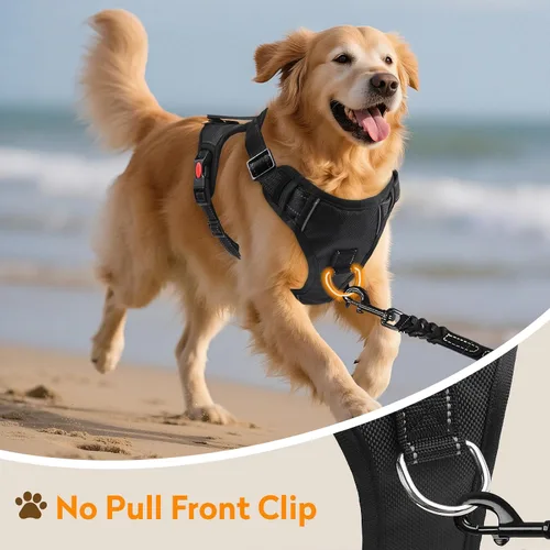 Miniatura 5 de Arnés para perro sin tirón con 2 clips de correa, chaleco reflectante ajustable y acolchado con asa, chaleco Oxford transpirable sin