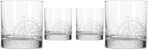Miniatura 17 de Rolf Glass Compass Star - Vaso de vino sin tallo, vasos sin tallo de 15.75 onzas, juego de 4, cristalería con temática náutica, elegante vaso