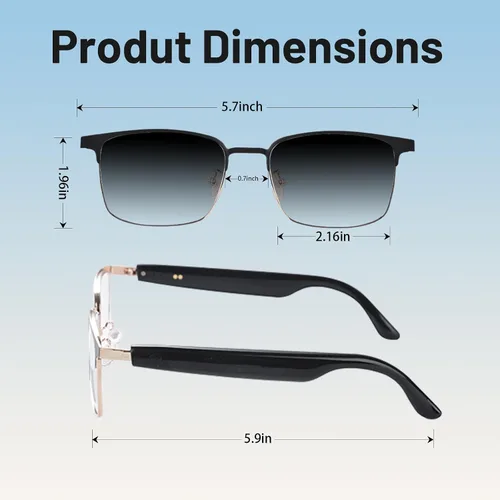 Miniatura 6 de Lentes inteligentes para hombres y mujeres con lentes fotocrómicas, Bluetooth 5.3, polarizados, bloqueo de luz azul, altavoces de oreja abierta