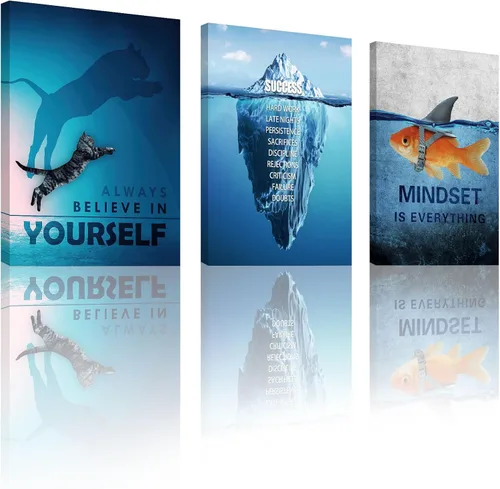 Miniatura 33 de Arte de pared motivacional para oficina, lienzo inspirador, arte de pared, póster de ajetreo, impresión de cita de empresario, pintura de pared, 3