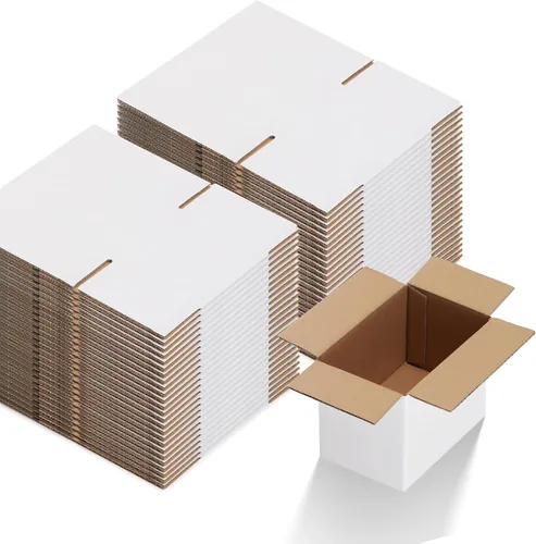 Miniatura 37 de Calenzana Juego de 40 Cajas de Envío 8x6x6, Caja de Cartón Corrugado Blanco para Envío, Embalaje de Regalos, Pequeña Empresa