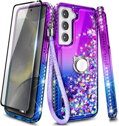 Miniatura 17 de NGB - Funda de teléfono diseñada para Samsung Galaxy S9+ Plus, morado/azul, con purpurina líquida para mujeres y niñas, con protector de pantalla