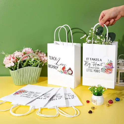 Miniatura 4 de Fumete 24 bolsas de regalo para profesores de fin de año con asa, bolsas de regalo de fiesta de agradecimiento, paquete de regalo para el mejor