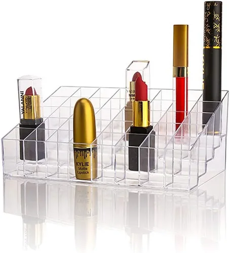 Magik 24-40 Rejilla de lápiz labial soporte de maquillaje Estuche de exhibición cosmético multiusos acrílico organizador (1, 40 rejillas)