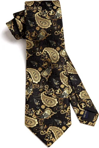 Miniatura 228 de HISDERN Corbatas para hombre, corbata de cachemira y bolsillo cuadrado tejido clásico floral para hombre, corbata de fiesta de boda