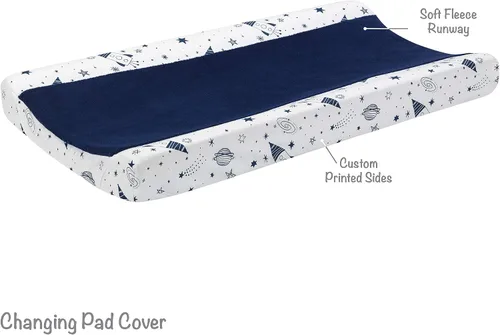 Miniatura 7 de Lambs & Ivy Sky Rocket - Juego de ropa de cama para cuna de bebé, 5 piezas, galaxia azul y espacio