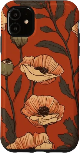 Miniatura 8 de iPhone 16 Floral Pattern Poppies Terracotta Poppy Flower Case