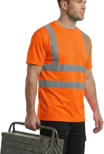 Miniatura 7 de HYCOPROT Hi Vis - Camisas de seguridad de manga corta de alta visibilidad, camisa reflectante para hombres y mujeres, camiseta de construcción