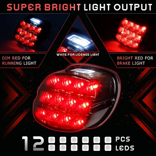 Miniatura 3 de Luz trasera LED de freno de motocicleta, luz trasera de lente ahumada, compatible con Harley Road King Electra Glide Ultra Classic XL883 XL883L