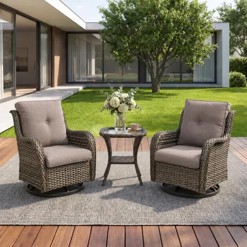 Miniatura 34 de Rilyson Mecedora de mimbre - Juego de 2 sillas mecedoras de mimbre para patio, sillas mecedoras de ratán para porche al aire libre, terraza, jardín
