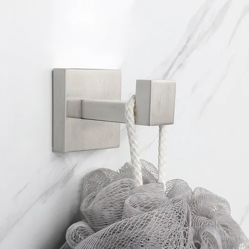 Miniatura 4 de NearMoon Ganchos cuadrados para toallas de baño -SUS304 de acero inoxidable para colgar batas, ganchos resistentes para baño, sala de estar, hotel
