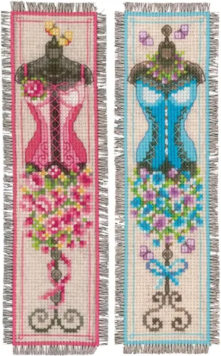 Miniatura 11 de Vervaco Juego de marcapáginas de punto de cruz con plumas azules (juego de 2) de 2.4 x 8 pulgadas