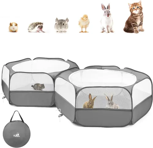 Miniatura 30 de Pawaboo Corralito para Animales Pequeños, Carpa de Jaula Impermeable para Mascotas Pequeñas con Cubierta con Cremallera, Cerca Portátil para Patio