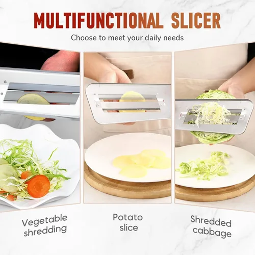 Miniatura 6 de Cuchillo triturador de acero inoxidable, cortador de doble capa, cortador de verduras multifuncional, triturador de repollo, cuchillas afiladas, Rojo