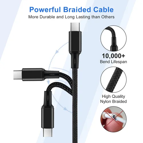 Miniatura 3 de Cable de carga múltiple 3A, USB A a 4 en 1 de nailon trenzado, Lightning / Dual Tipo-C/Micro Puerto Cable de carga rápida para iPhone 17, 16, 15