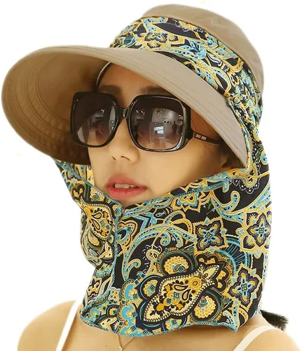 Miniatura 11 de Sombrero de sol plegable multifuncional con protección solar UPF 50+ para mujer, impermeable, transpirable, cuello facial