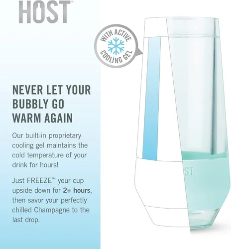 Miniatura 8 de HOST Champagne Freeze - Vasos de vino sin tallo de doble pared, vasos de enfriamiento para congelador con gel de enfriamiento activo y agarre