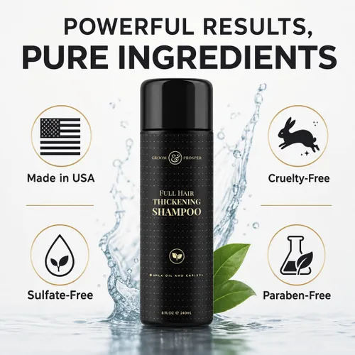 Miniatura 6 de GROOM & PROSPER - Champú para engrosar el cabello para hombres, 8 onzas - Restaura, nutre, protege, fortalece el cabello delgado - Combate